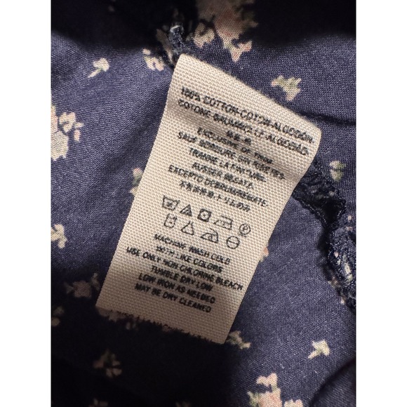 Free People Navy Floral Print Long Sleeve Button Down Shirt Women's Size Medium - Picture 8 of 8